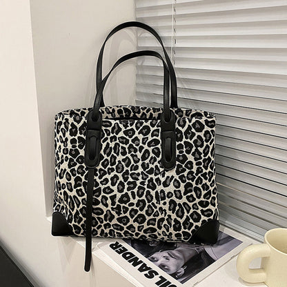 PU Leather Printed Medium Tote Bag Black One Size