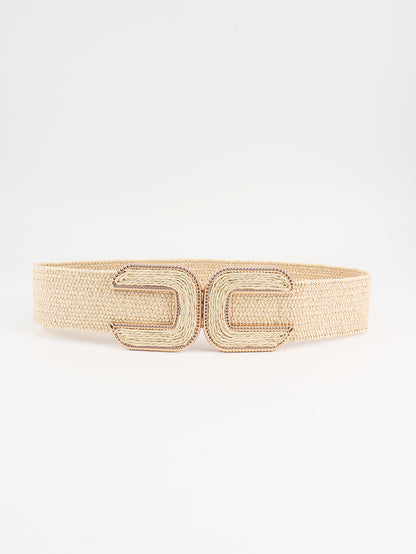 Wide Braid Belt Cream One Size