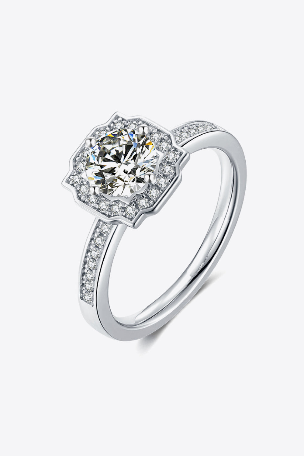 1 Carat Moissanite Platinum-Plated Ring Silver