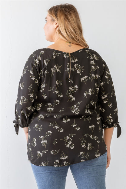 Zenobia Plus Size Floral Round Neck Blouse