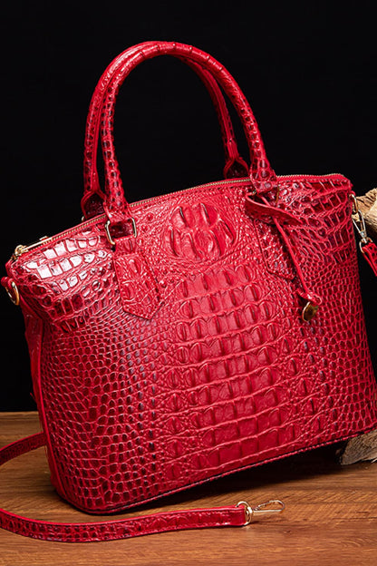 PU Leather Handbag Deep Red One Size