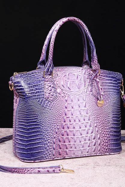 Gradient PU Leather Handbag Electric Purple One Size