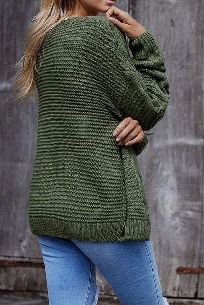 Waffle-Knit Open Front Dropped Shoulder Sweater