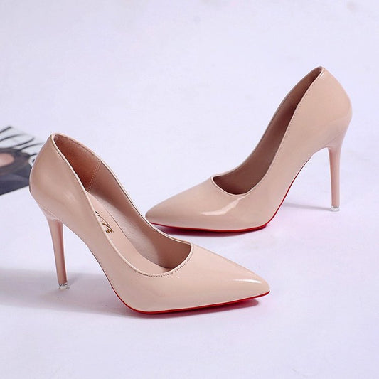 Pumps Women's Stiletto Heel Pointed Toe Sexy High Heels Shallow Mouth Super High Heel Solid Color Apricot 8cm