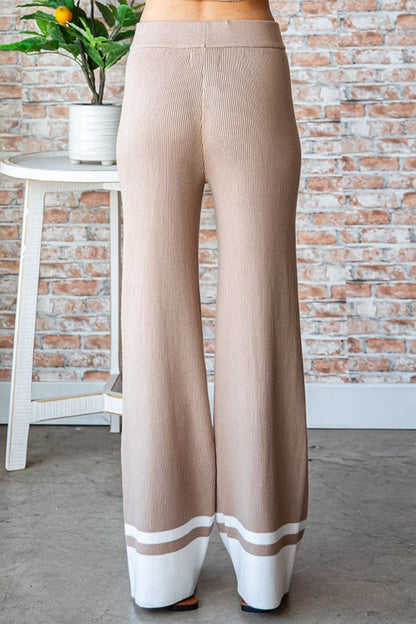 First Love Contrast Ribbed Knit Pants