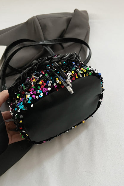 Sequin Drawstring Bucket Bag