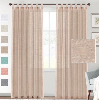 Linen Yarn Curtain Transparent Window Screen – Semi-Sunshade Modern Simplicity Natural