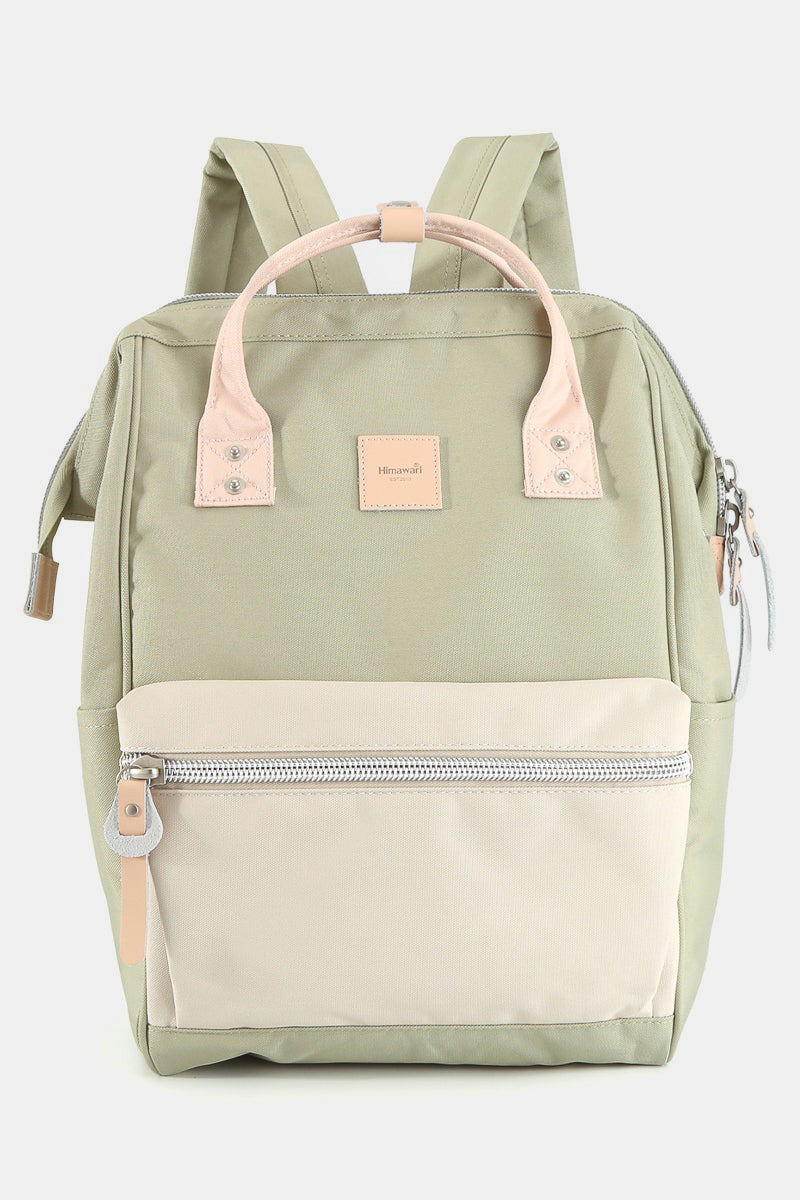 Himawari Water Resistant Canvas Backpack Bag with Side Pockets Cream L.Green One Size