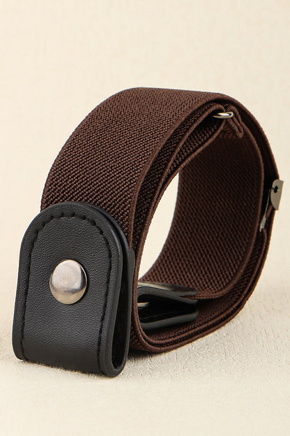 PU Elastic Snap Closure Belt Chocolate Black One Size