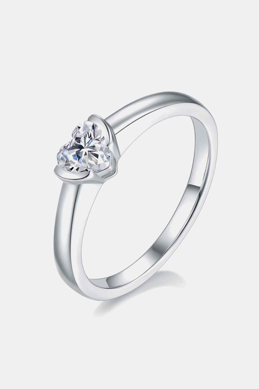 Moissanite 925 Sterling Silver Solitaire Ring Heart