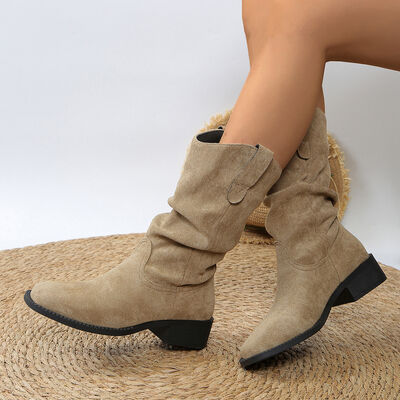 Pleated Pull-On Western Cowboy Boots