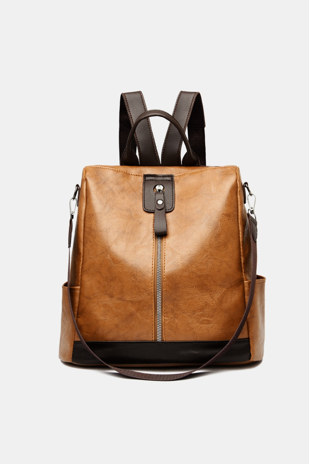 PU Leather Backpack Bag Caramel One Size