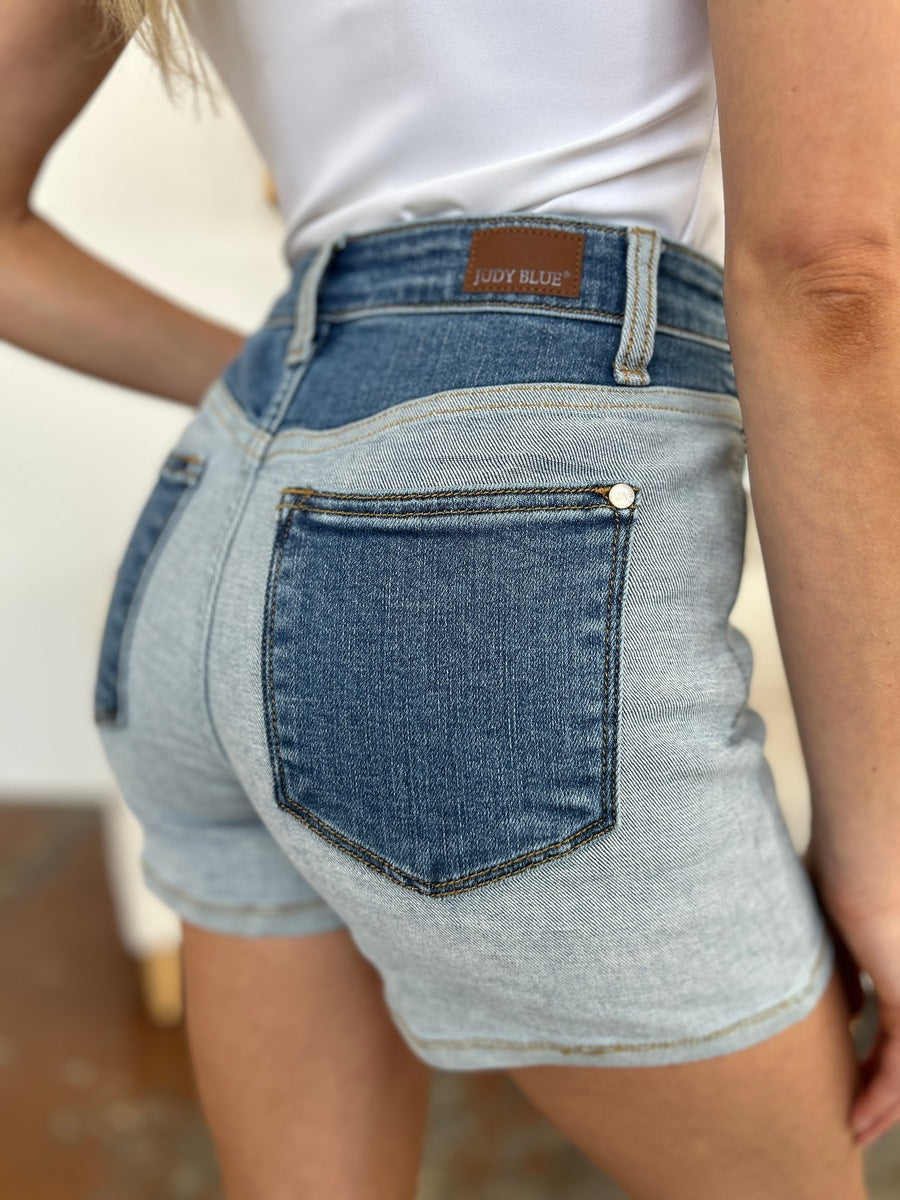 Judy Blue Full Size Color Block Denim Shorts