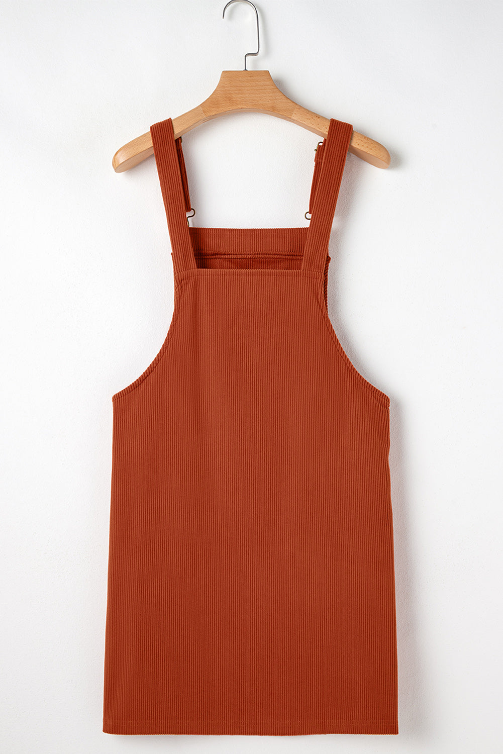 Cinnamon Solid Front Pockets Sleeveless Corduroy Overall Dress