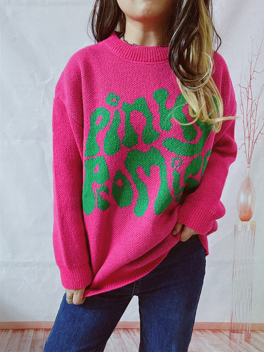 PINKY PROMISE Graphic Sweater Deep Rose