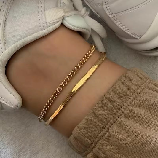 18K Gold-Plated Ankle Bracelet Gold One Size