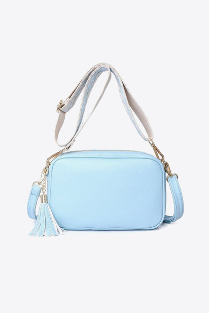 PU Leather Tassel Crossbody Bag Sky Blue One Size