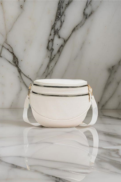 Zenana Vegan Leather Multi-Pocket Crossbody Bag | Sustainable & Stylish Women's Handbag Off White One Size