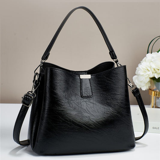 Zenana Vegan Leather Bucket Shoulder Bag Black One Size