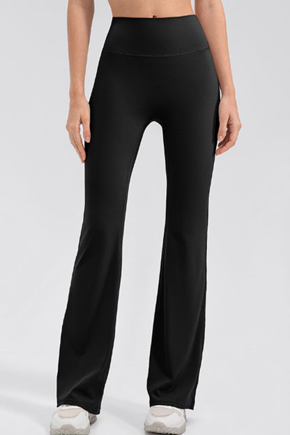 High Waist Straight Active Pants Black