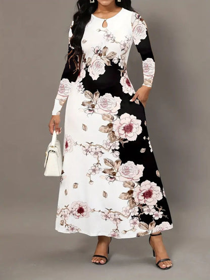 Pocketed Printed Long Sleeve Dress