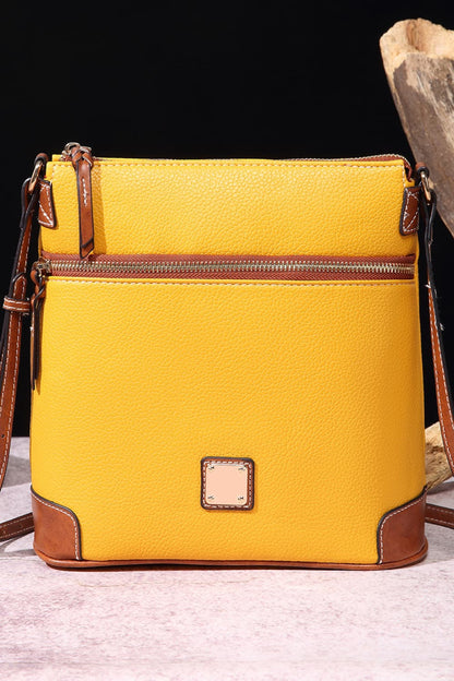 PU Leather Crossbody Bag Mustard One Size