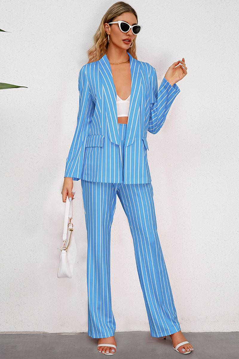 Striped Long Sleeve Top and Pants Set - Thandynie