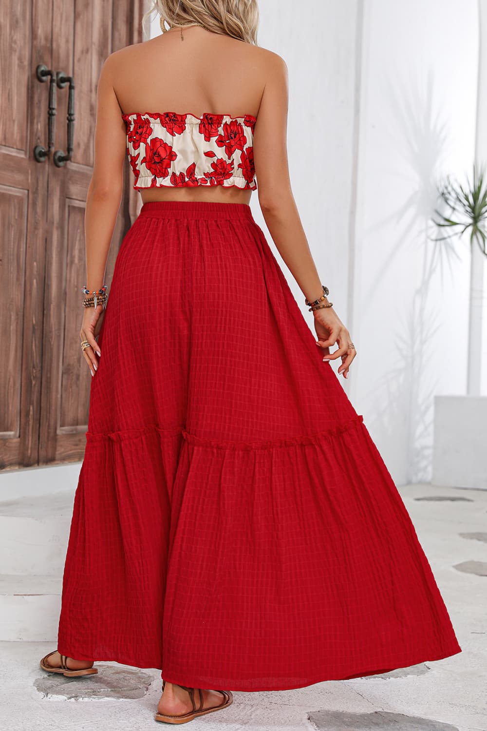 Floral Tube Top and Maxi Skirt Set - Thandynie
