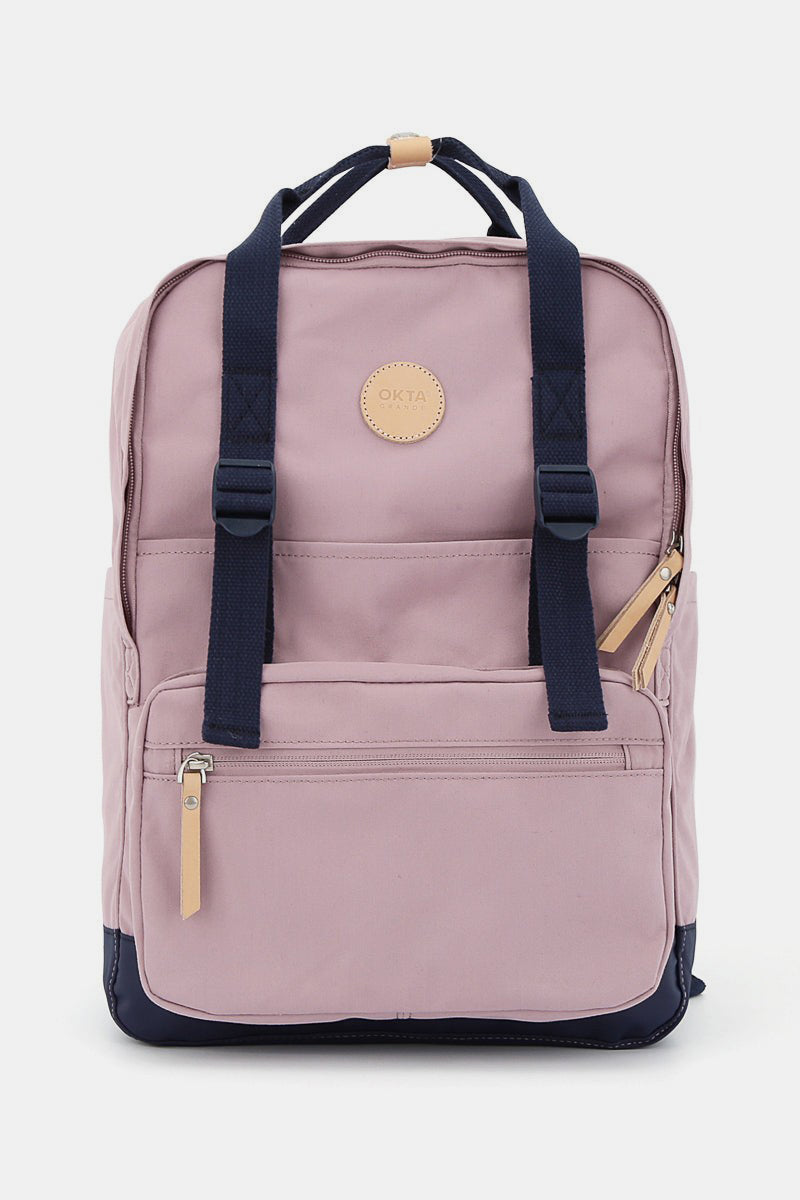 Himawari Waterproof Canvas Backpack Bag with Side Pockets Light Mauve One Size