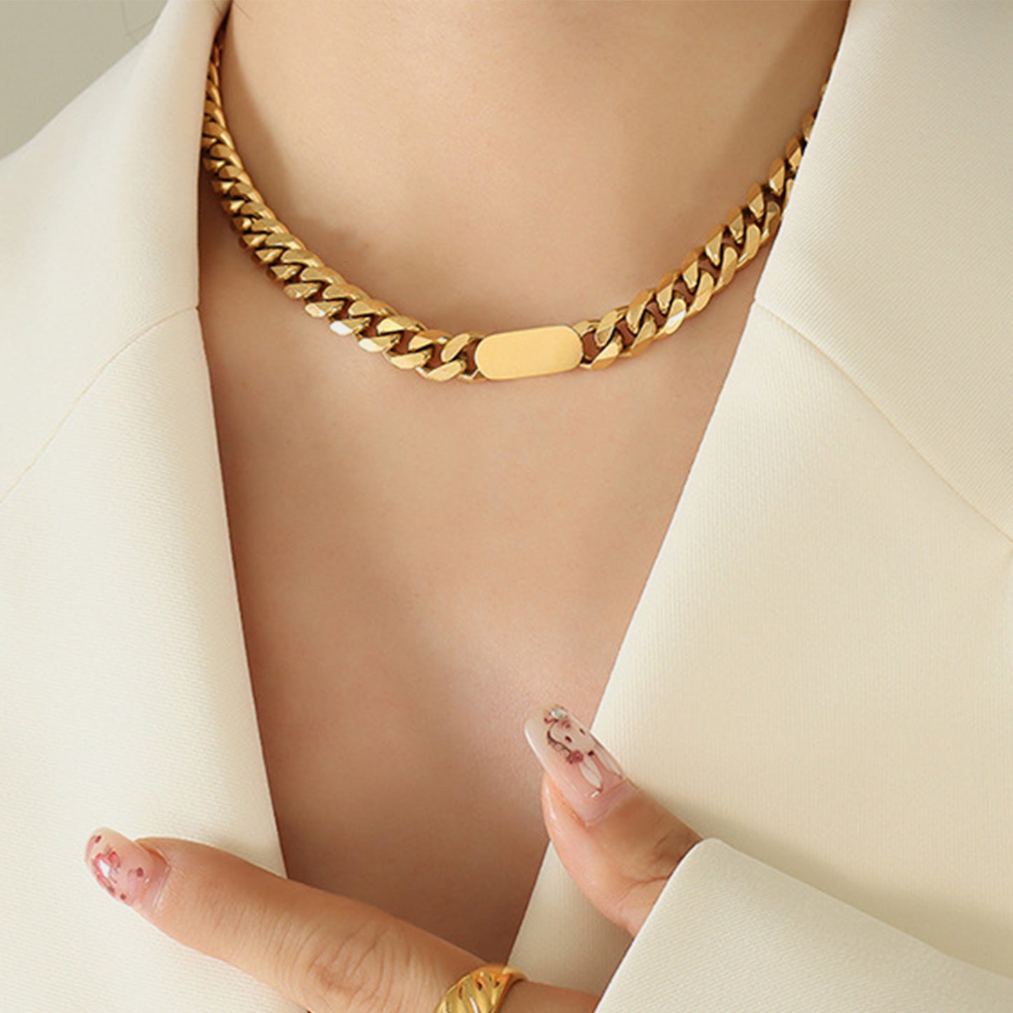 18K Gold-Plated Chain Necklace Gold One Size