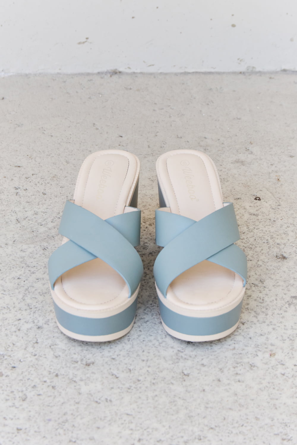 Weeboo Cherish The Moments Contrast Platform Sandals in Misty Blue - Thandynie