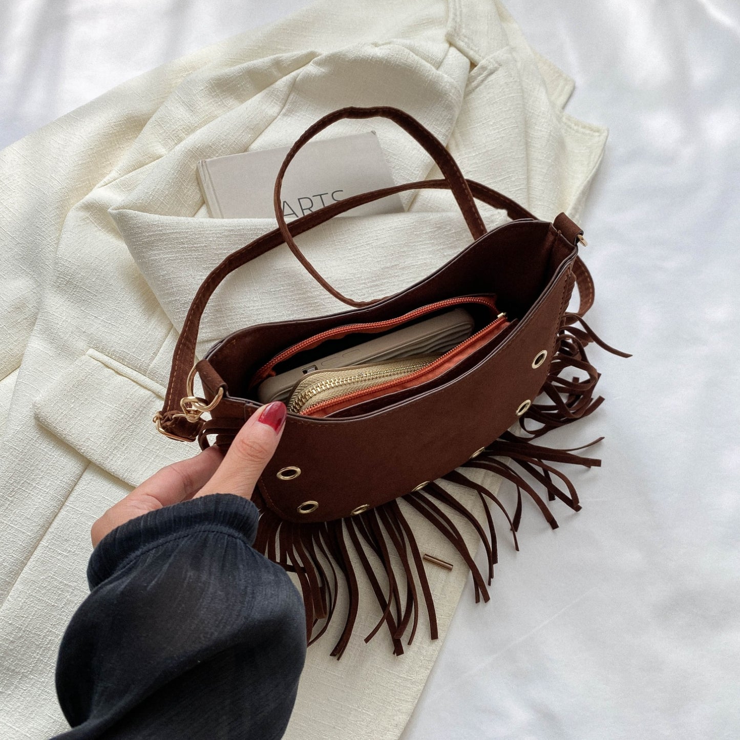 Fringe Detail Crossbody Bag - Thandynie