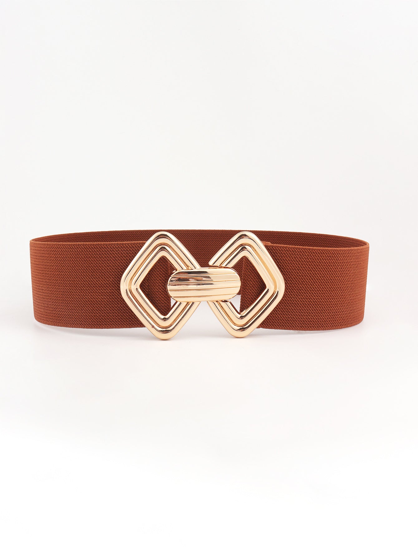 Geometric Buckle Elastic Wide Belt Chestnut One Size