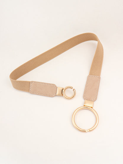 Double Ring Buckle Elastic PU Belt