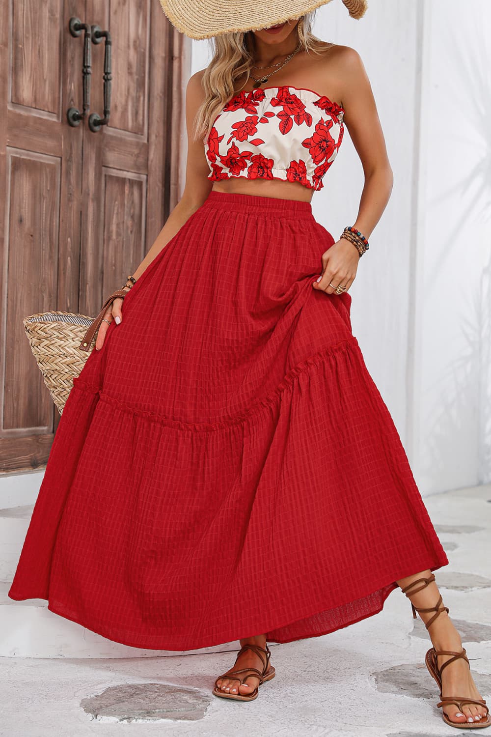 Floral Tube Top and Maxi Skirt Set - Thandynie