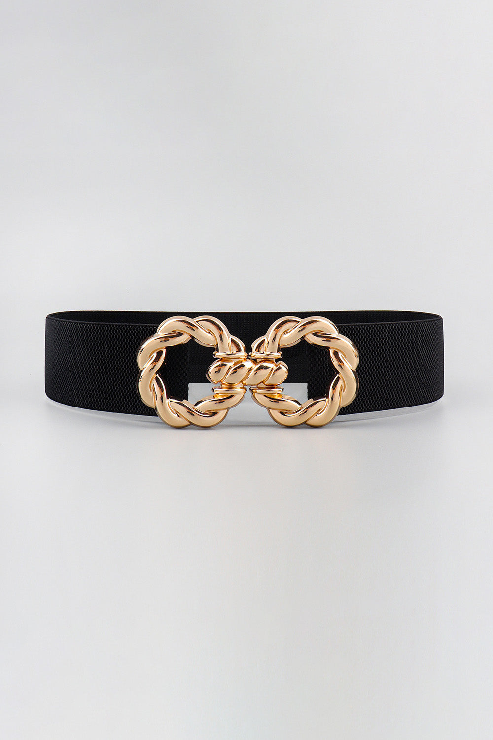 Zinc Alloy Buckle Elastic Belt Black One Size