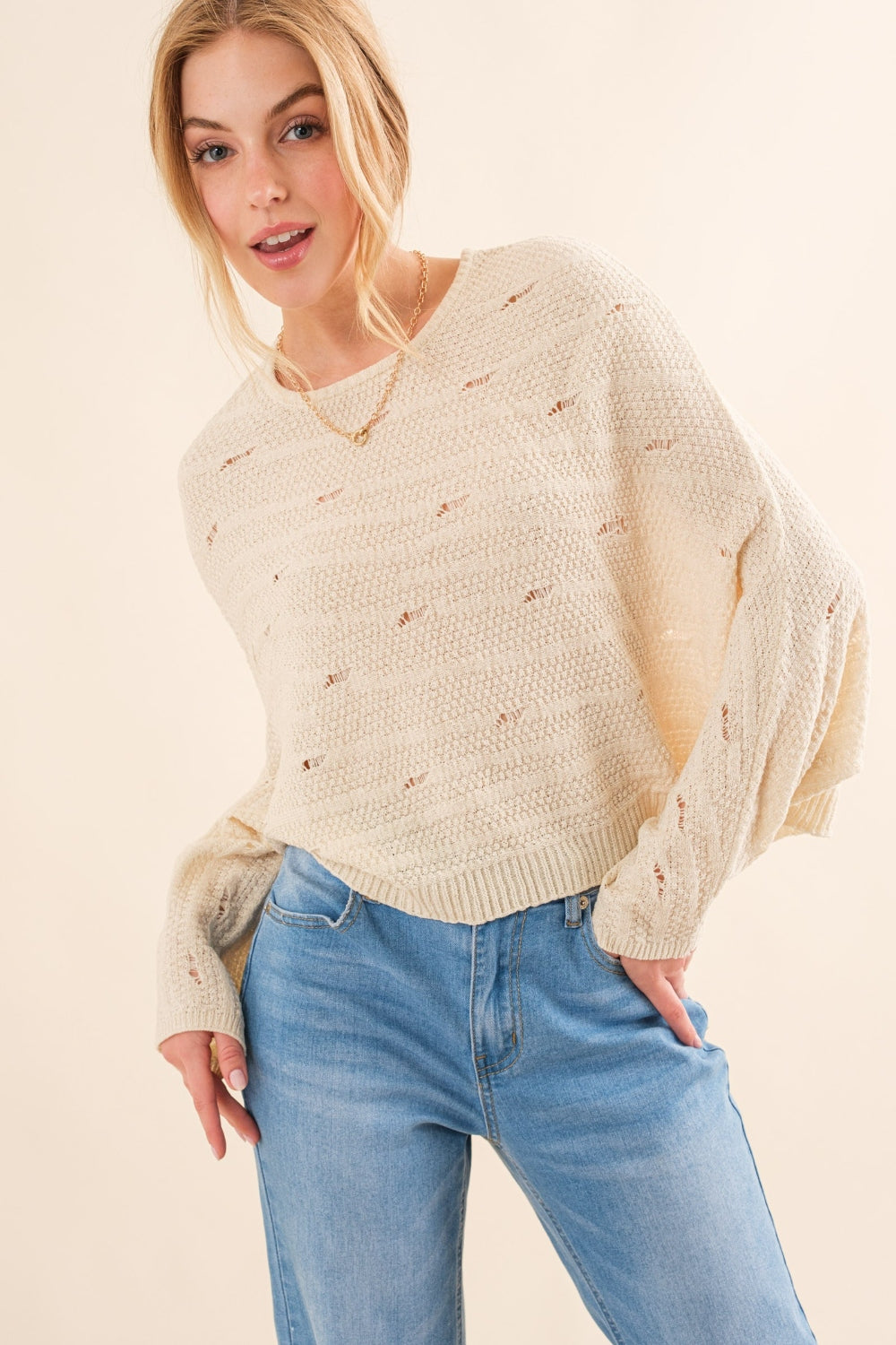 And The Why Dolman Sleeves Sweater NATURAL