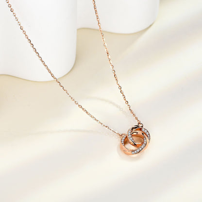 Moissanite 925 Sterling Silver Necklace Rose Gold One Size