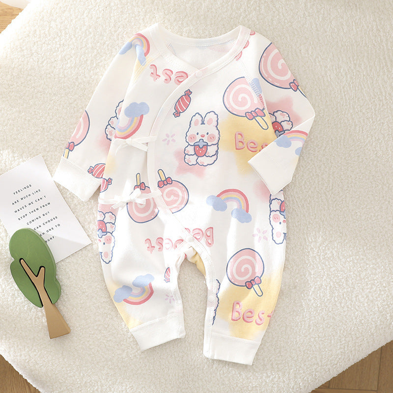 Long Sleeve One-piece Rompers Cute Pure Cotton Skittles Rabbit