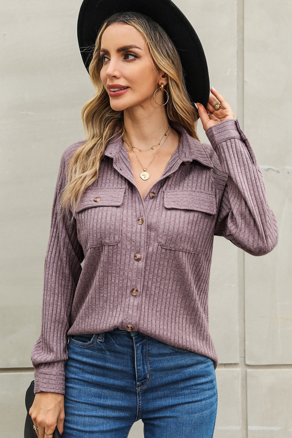 Ribbed Raglan Sleeve Shirt