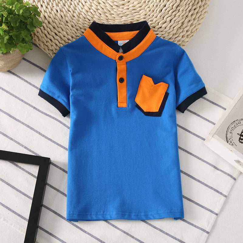 Boys' Cotton T-Shirt | Short Sleeve Moisture-Wicking Polo for Kids Dark Blue