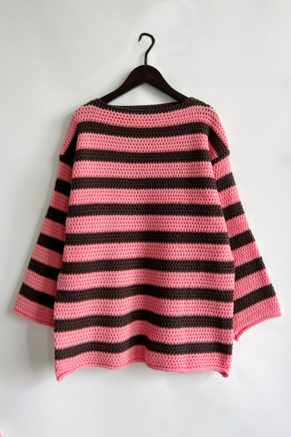 Striped Round Neck Dropped Shoulder Sweater