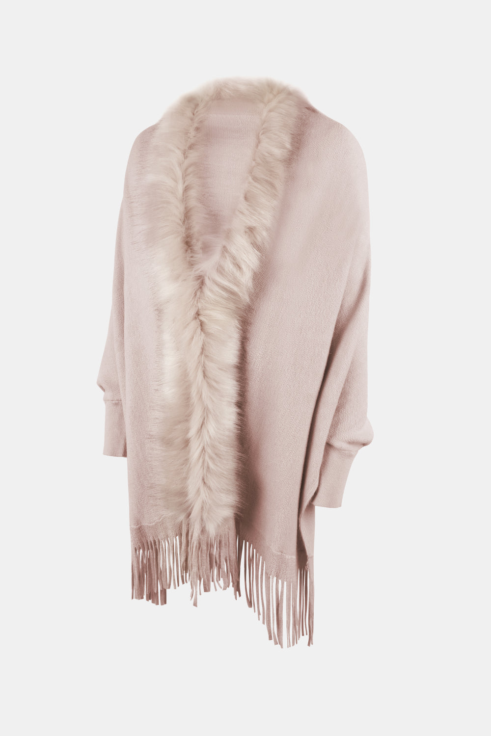 Fringe Open Front Long Sleeve Poncho - Thandynie