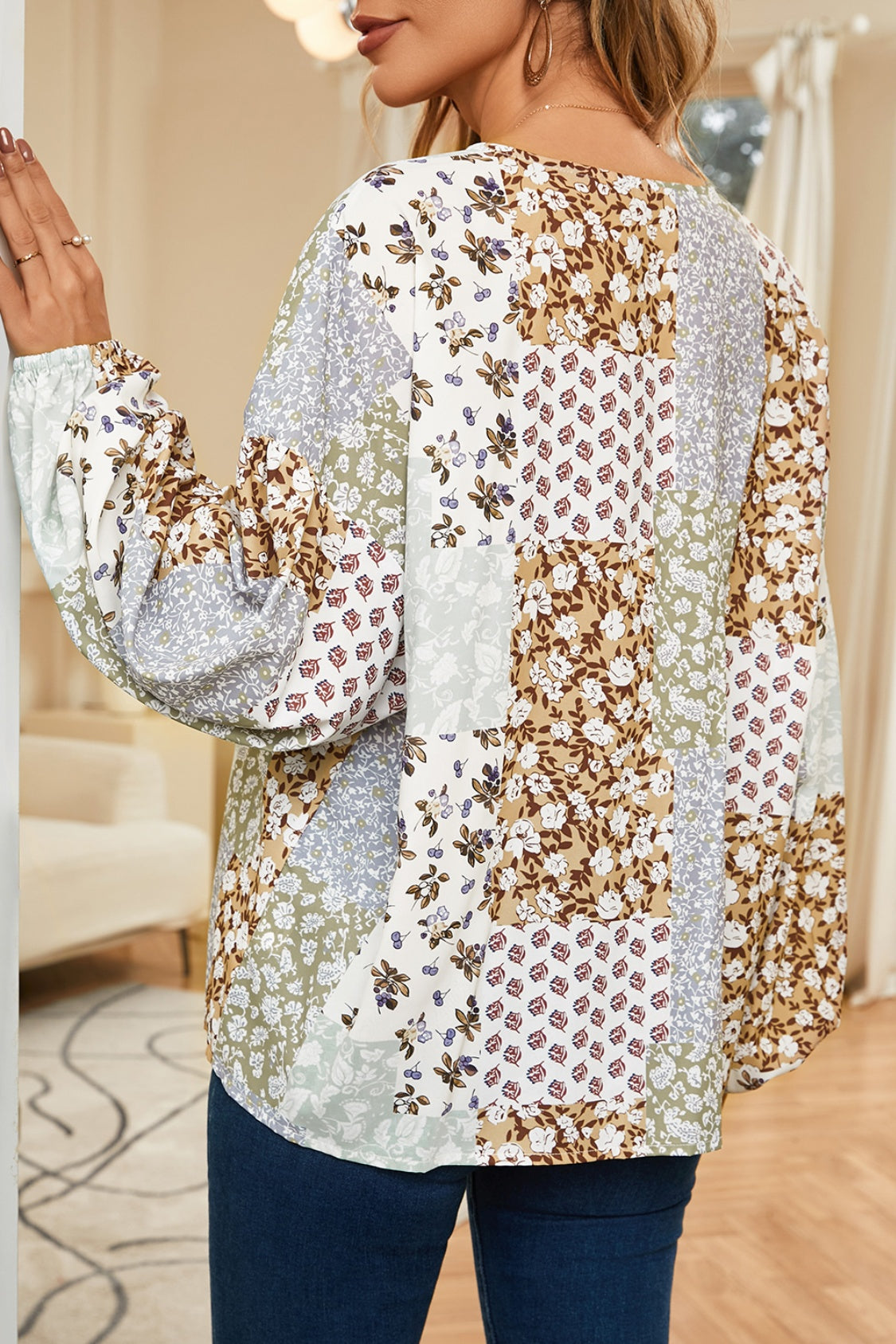 Printed Button Up Long Sleeve Shirt