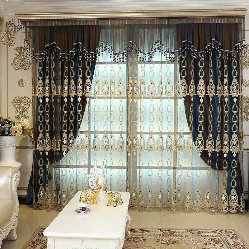 Luxury Embossed Window Screens – Elegant Full Shading Curtains for Living Room and Bedroom