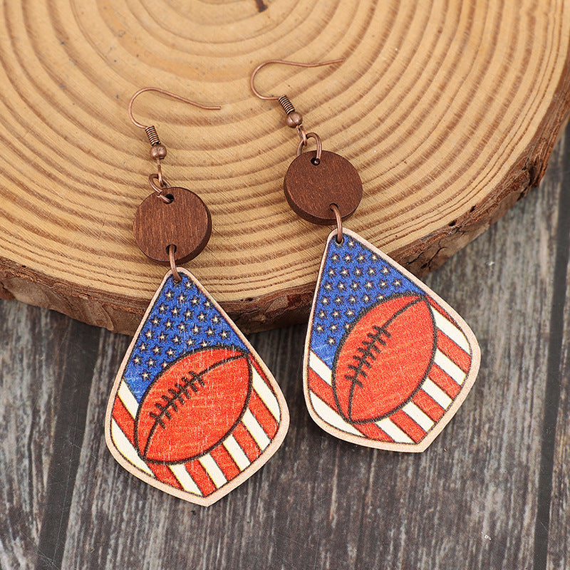 Printed Wooden Dangle Earrings - Thandynie