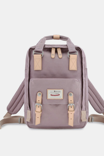 Himawari Contrast Waterproof Nylon Backpack Bag Mauve One Size