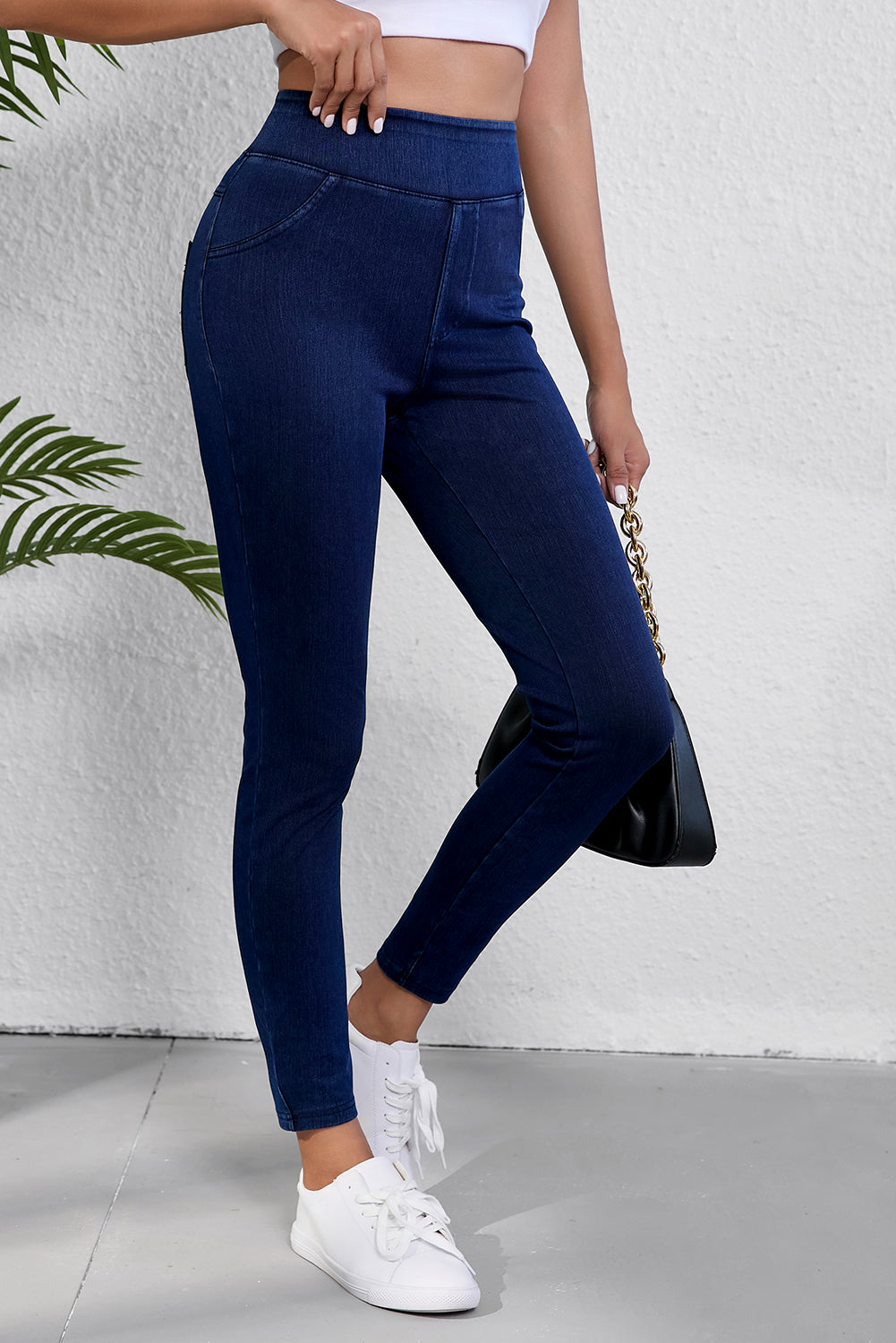 Ashleigh Blue Solid Color High Waist Stretchy Slim Fit Leggings