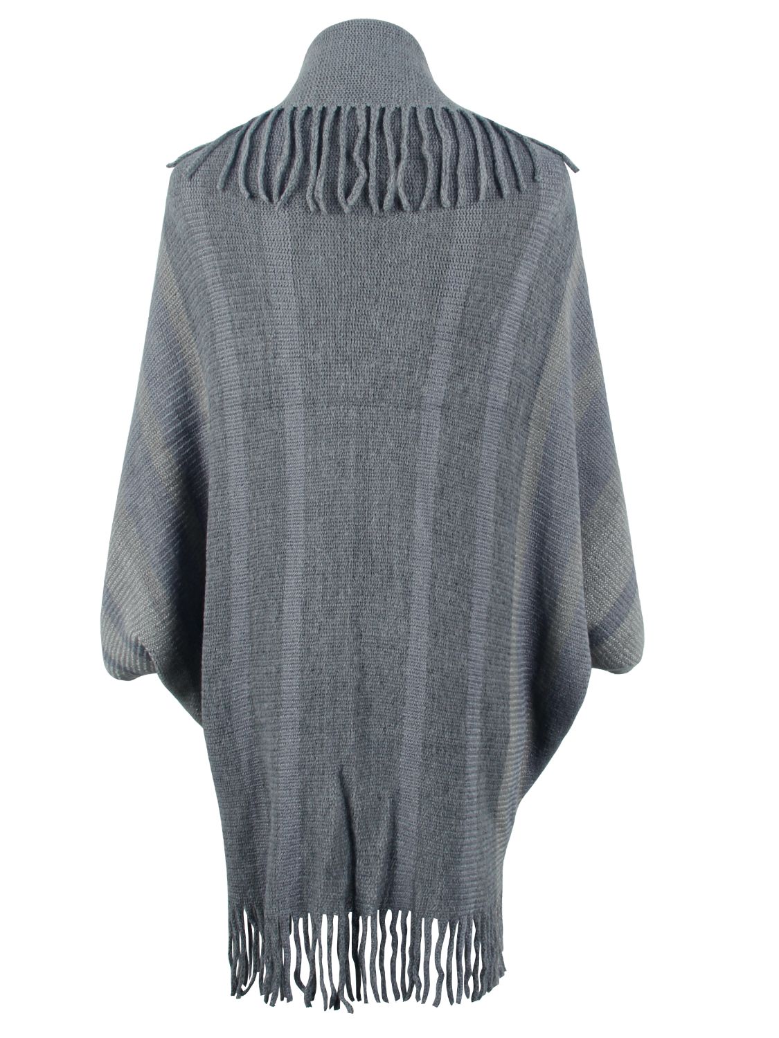 Fringe Detail Open Front Poncho - Thandynie