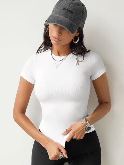 Round Neck Short Sleeve T-Shirt White